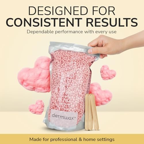 Dermwax Pink Chiffon Hard Wax Beads – Creamy Professional Hard Wax for Brazilian & Body Hair Removal, Quick Drying & Pliable, 32 oz Avelisse