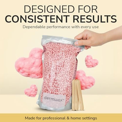 Dermwax Pink Chiffon Hard Wax Beads – Creamy Professional Hard Wax for Brazilian & Body Hair Removal, Quick Drying & Pliable, 32 oz Avelisse