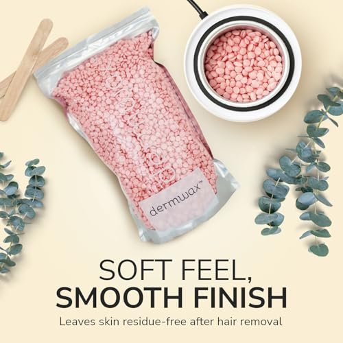 Dermwax Pink Chiffon Hard Wax Beads – Creamy Professional Hard Wax for Brazilian & Body Hair Removal, Quick Drying & Pliable, 32 oz Avelisse