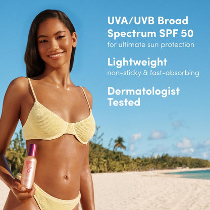 Coco & Eve Body Highlighter SPF 50 – Shimmer Sunscreen, Broad Spectrum Sun Protection, Lightweight Serum-Like Lotion with Pearlescent Minerals & Vitamin E for Hydrated & Glowing Skin, 5.07 Fl Oz Avelisse