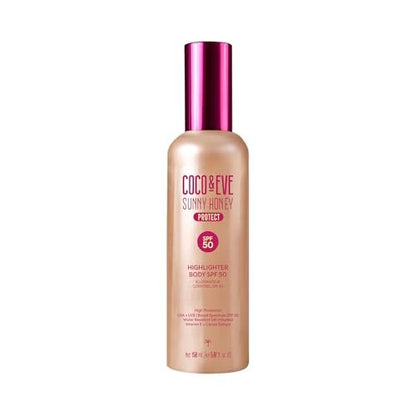 Coco & Eve Body Highlighter SPF 50 – Shimmer Sunscreen, Broad Spectrum Sun Protection, Lightweight Serum-Like Lotion with Pearlescent Minerals & Vitamin E for Hydrated & Glowing Skin, 5.07 Fl Oz Avelisse