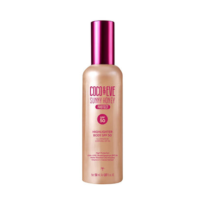 Coco & Eve Body Highlighter SPF 50 – Shimmer Sunscreen, Broad Spectrum Sun Protection, Lightweight Serum-Like Lotion with Pearlescent Minerals & Vitamin E for Hydrated & Glowing Skin, 5.07 Fl Oz Avelisse