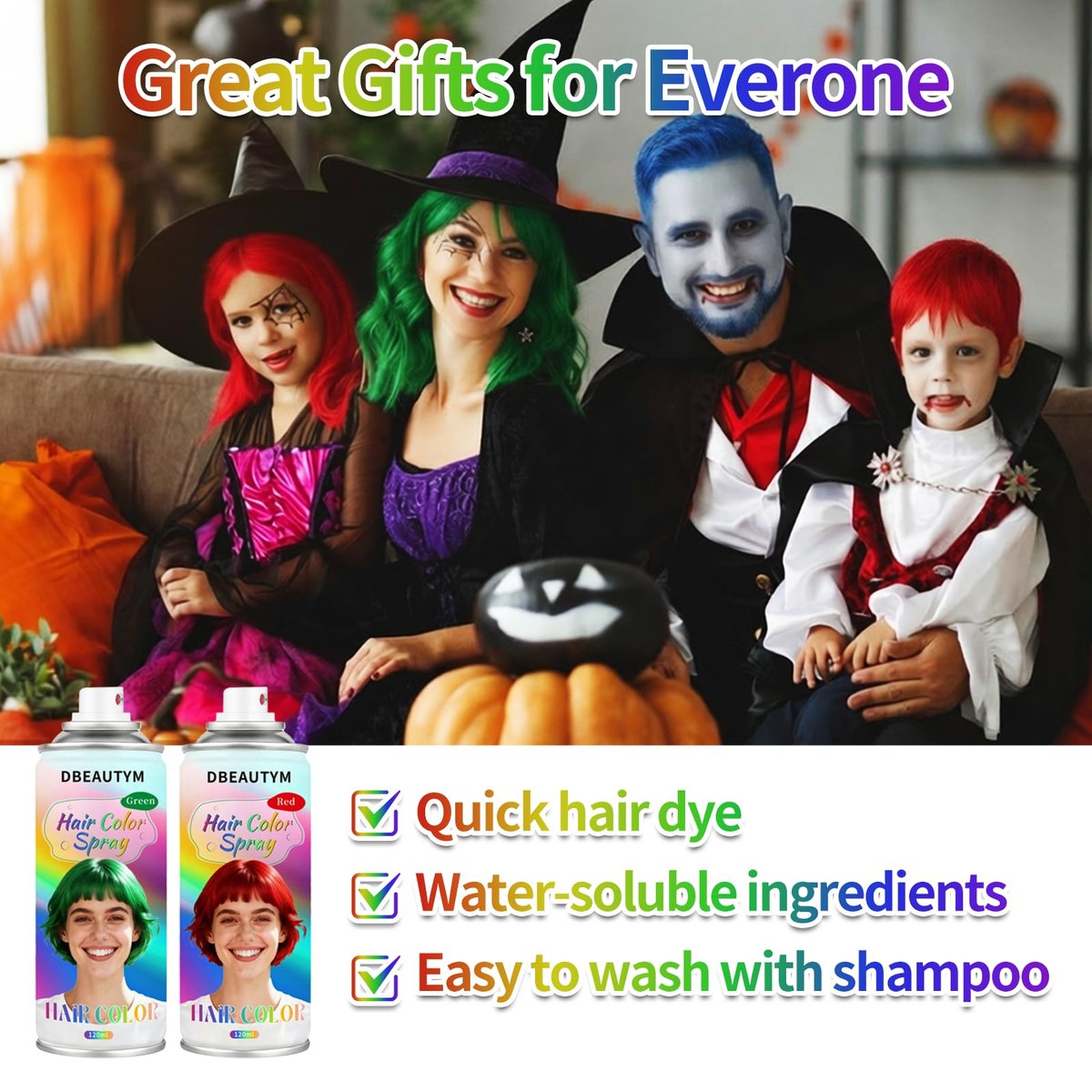 4 Colors Temporary Hair Color Spray - Washable, Quick-Drying, Non-Sticky Hair Wax for Parties, Halloween, Cosplay, Christmas - Red, Blue, Purple, Green Avelisse
