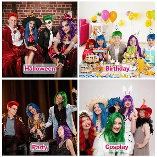 4 Colors Temporary Hair Color Spray - Washable, Quick-Drying, Non-Sticky Hair Wax for Parties, Halloween, Cosplay, Christmas - Red, Blue, Purple, Green Avelisse