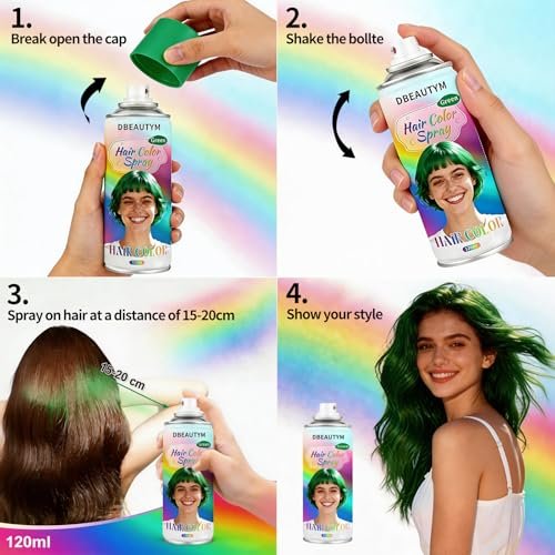 4 Colors Temporary Hair Color Spray - Washable, Quick-Drying, Non-Sticky Hair Wax for Parties, Halloween, Cosplay, Christmas - Red, Blue, Purple, Green Avelisse