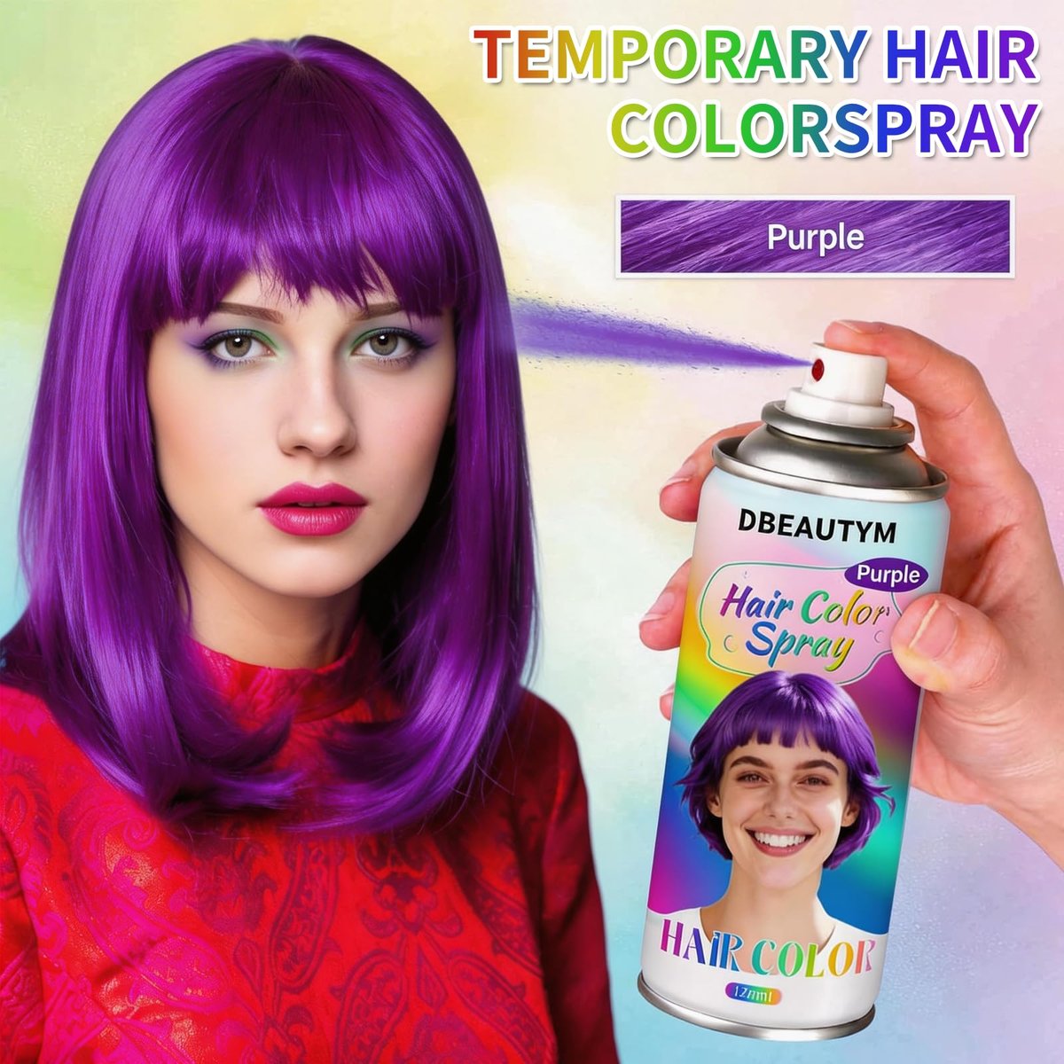 4 Colors Temporary Hair Color Spray - Washable, Quick-Drying, Non-Sticky Hair Wax for Parties, Halloween, Cosplay, Christmas - Red, Blue, Purple, Green Avelisse