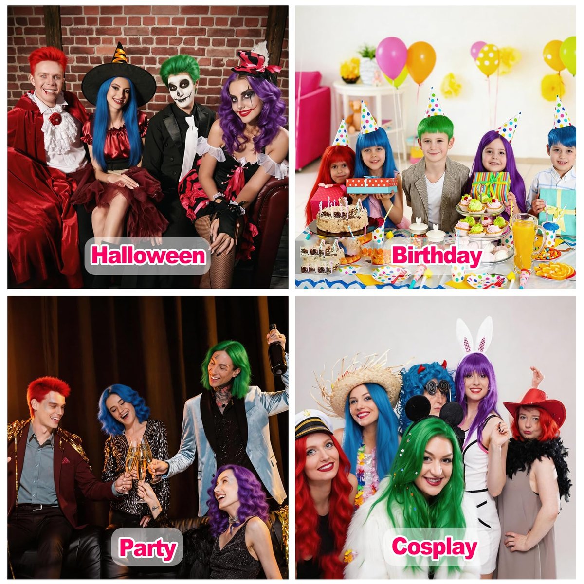 4 Colors Temporary Hair Color Spray - Washable, Quick-Drying, Non-Sticky Hair Wax for Parties, Halloween, Cosplay, Christmas - Red, Blue, Purple, Green Avelisse