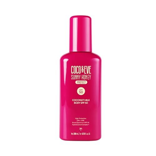 Coco & Eve Coconut Milk Body Sunscreen SPF 50 – Broad Spectrum UVA/UVB Sun Protection, Hydrating Daily Water-Based Lotion, Lightweight, Non-Greasy, Dermatologically Tested, 6.76 Fl Oz Avelisse