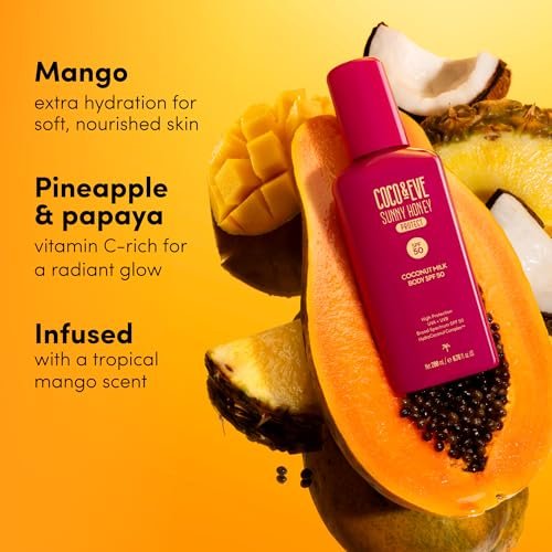 Coco & Eve Coconut Milk Body Sunscreen SPF 50 – Broad Spectrum UVA/UVB Sun Protection, Hydrating Daily Water-Based Lotion, Lightweight, Non-Greasy, Dermatologically Tested, 6.76 Fl Oz Avelisse