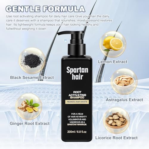 Root Activator Shampoo for Men & Women - Strengthening & Smoothing System for Thinning and Gray Hair - Adds Volume & Nourishes Strands (6.8 Fl Oz) - görsel 6
