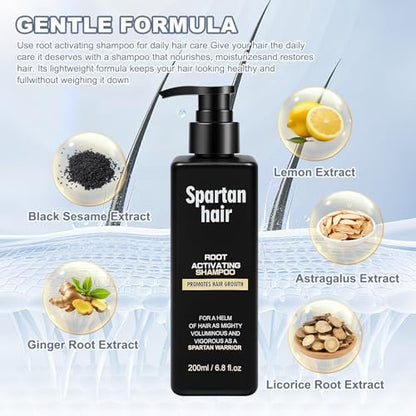 Root Activator Shampoo for Men & Women - Strengthening & Smoothing System for Thinning and Gray Hair - Adds Volume & Nourishes Strands (6.8 Fl Oz)