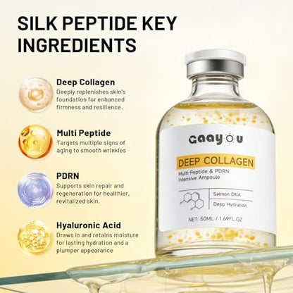 Silk Peptide Intensive Lifting Ampoule - Deep Collagen Multi Peptide Serum Korean Anti Aging Serum with PDRN for Face Tightening, Lifting, Smoothing, Hydrating Avelisse
