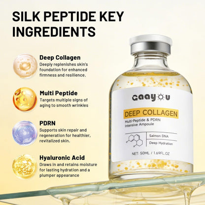 Silk Peptide Intensive Lifting Ampoule - Deep Collagen Multi Peptide Serum Korean Anti Aging Serum with PDRN for Face Tightening, Lifting, Smoothing, Hydrating Avelisse