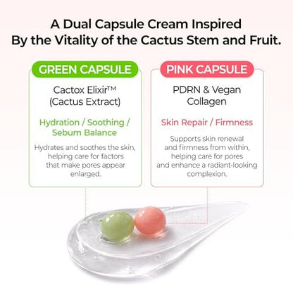 Dr.Melaxin Cactox Pore Dual Capsule Cream – Pore Minimizing & Hydrating Face Cream with Cactus Extract, PDRN & Vegan Collagen Avelisse
