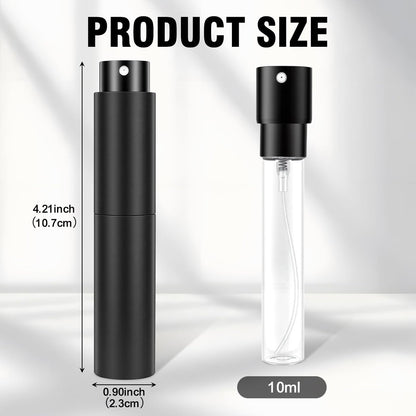 Sonfon 10ml Refillable Travel Perfume Spray Bottle - Portable Cologne Atomizer with 3 Transfer Tools, Leak-Proof - Travel Essentials for Men & Women, Matte Black