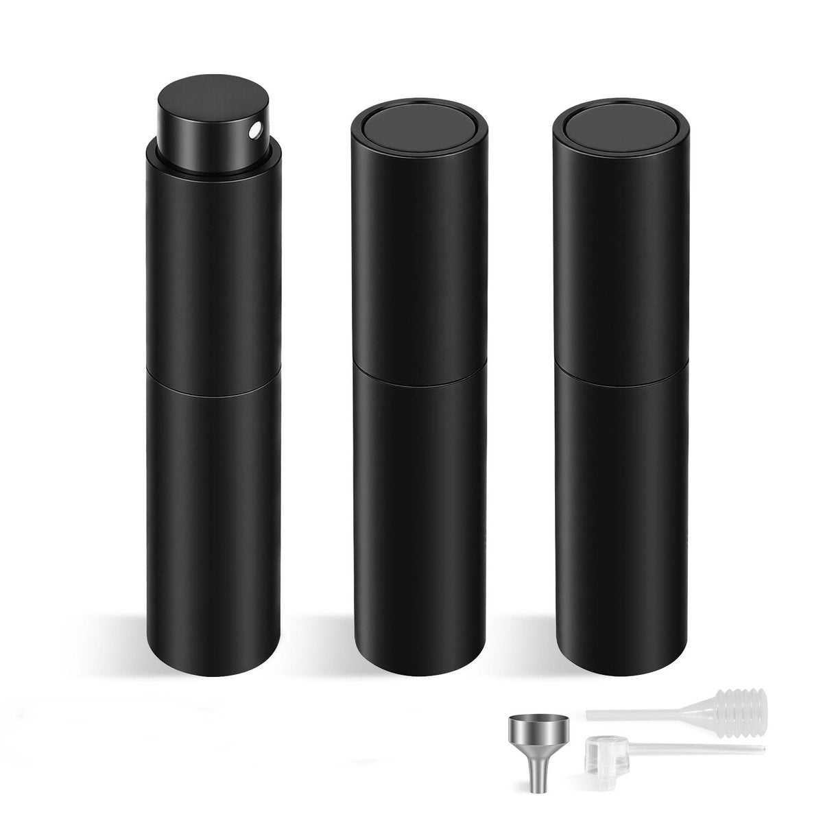 Sonfon 10ml Refillable Travel Perfume Spray Bottle - Portable Cologne Atomizer with 3 Transfer Tools, Leak-Proof - Travel Essentials for Men & Women, Matte Black - görsel 1