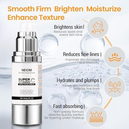 Vitamin C Serum with Hyaluronic Acid, Vitamin E, Tri-Peptide & B5 - Dark Spot Remover, Anti-Aging, Firming, Brightening & Lifting for Mature Skin, 1 fl oz Avelisse