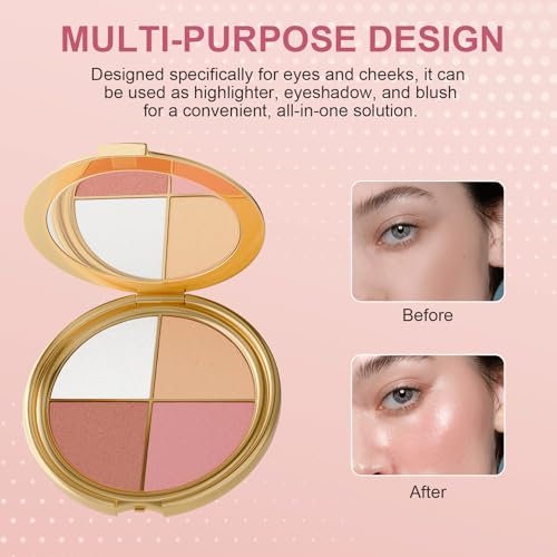 Pureasy Travel Makeup Palette All-in-One: Customizable Quad with Highlighter, Blush & Neutral Eye Shades - görsel 10