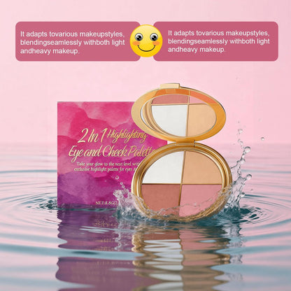 Pureasy Travel Makeup Palette All-in-One: Customizable Quad with Highlighter, Blush & Neutral Eye Shades