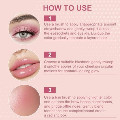 Pureasy Travel Makeup Palette All-in-One: Customizable Quad with Highlighter, Blush & Neutral Eye Shades