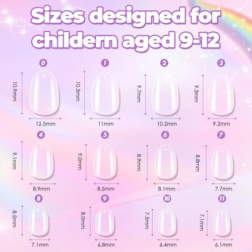 Vagrom Extra Short Almond Kid Nail Tips - 504Pcs Soft Gel Press on Nails for Girls, Clear Full Cover Fake Nails for Kids DIY Extension (12 Sizes) - görsel 8