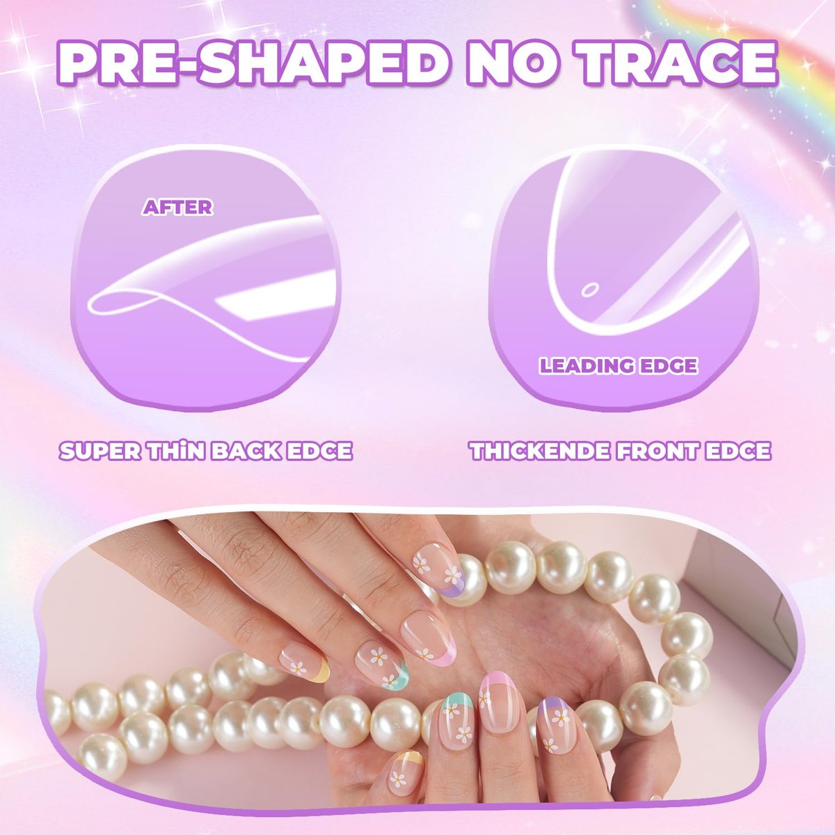 Vagrom Extra Short Almond Kid Nail Tips - 504Pcs Soft Gel Press on Nails for Girls, Clear Full Cover Fake Nails for Kids DIY Extension (12 Sizes) - görsel 3