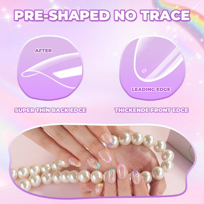 Vagrom Extra Short Almond Kid Nail Tips - 504Pcs Soft Gel Press on Nails for Girls, Clear Full Cover Fake Nails for Kids DIY Extension (12 Sizes)