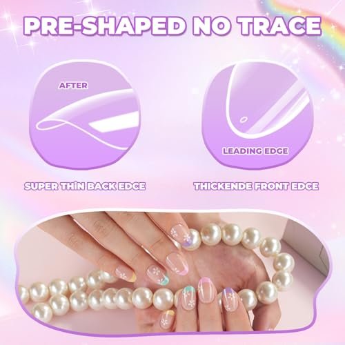 Vagrom Extra Short Almond Kid Nail Tips - 504Pcs Soft Gel Press on Nails for Girls, Clear Full Cover Fake Nails for Kids DIY Extension (12 Sizes) - görsel 4