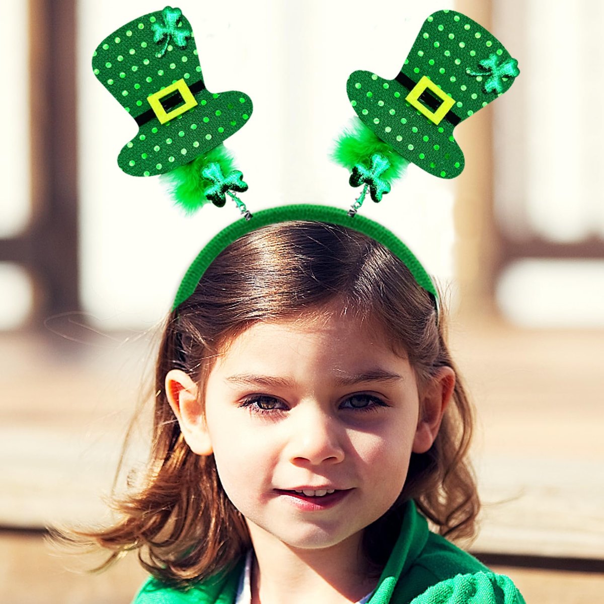 6 Pack St. Patrick's Day Headbands - Green Shamrock Clover Hairbands for Party Favors - görsel 5
