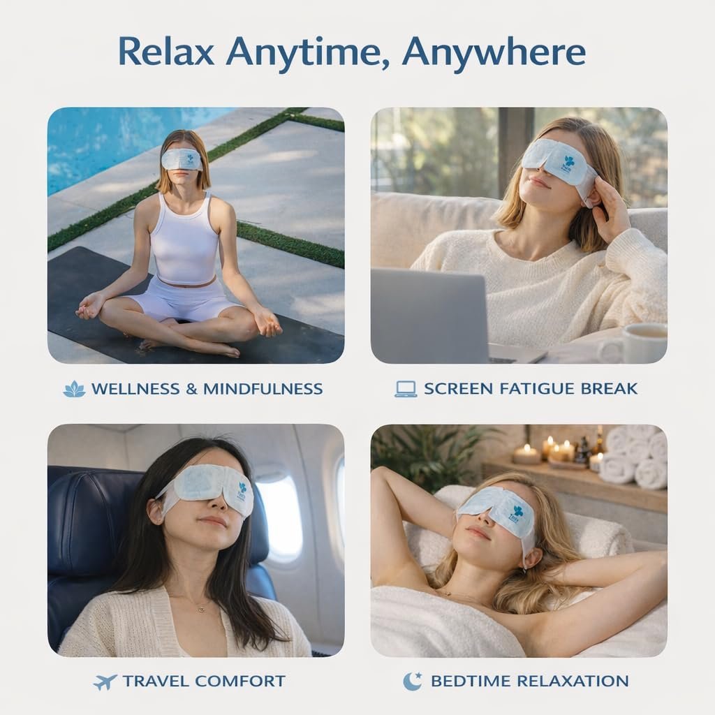 Tacit Refresh Herbal Steam Eye Mask – Heated Eye Mask for Dry Eyes & Eye Fatigue Relief, Warm Compress for Relaxation, Natural Botanical Aroma, 10 Count - görsel 8