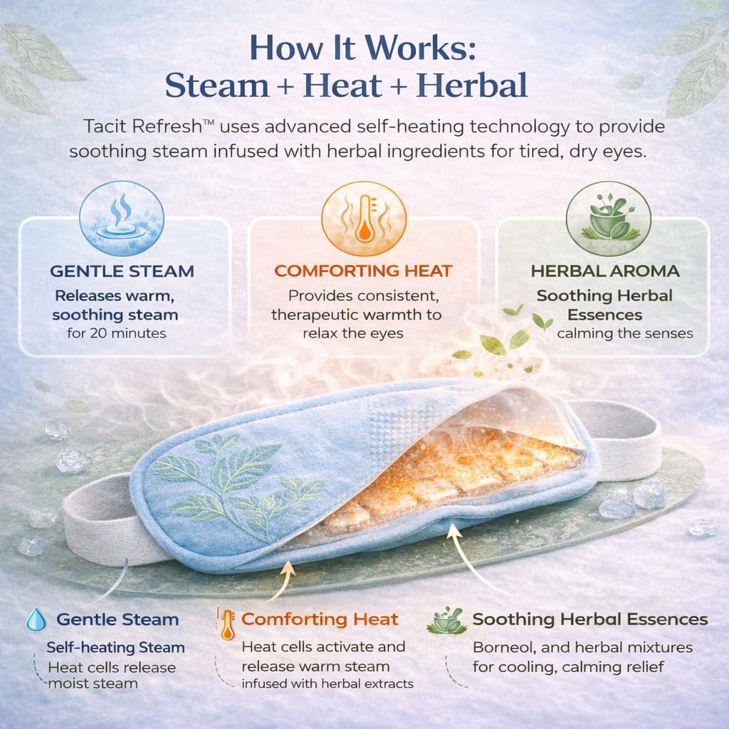 Tacit Refresh Herbal Steam Eye Mask – Heated Eye Mask for Dry Eyes & Eye Fatigue Relief, Warm Compress for Relaxation, Natural Botanical Aroma, 10 Count - görsel 4