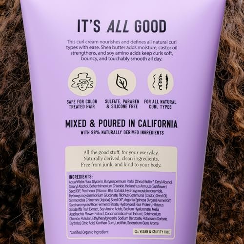 California Naturals Dream Curl Defining Cream for Wavy, Curly & Coily Hair - Anti-Frizz Curl Cream with Shea Butter & Castor Oil - Sulfate & Paraben Free, Natural, Vegan - Rose Garden, 8 oz - görsel 15