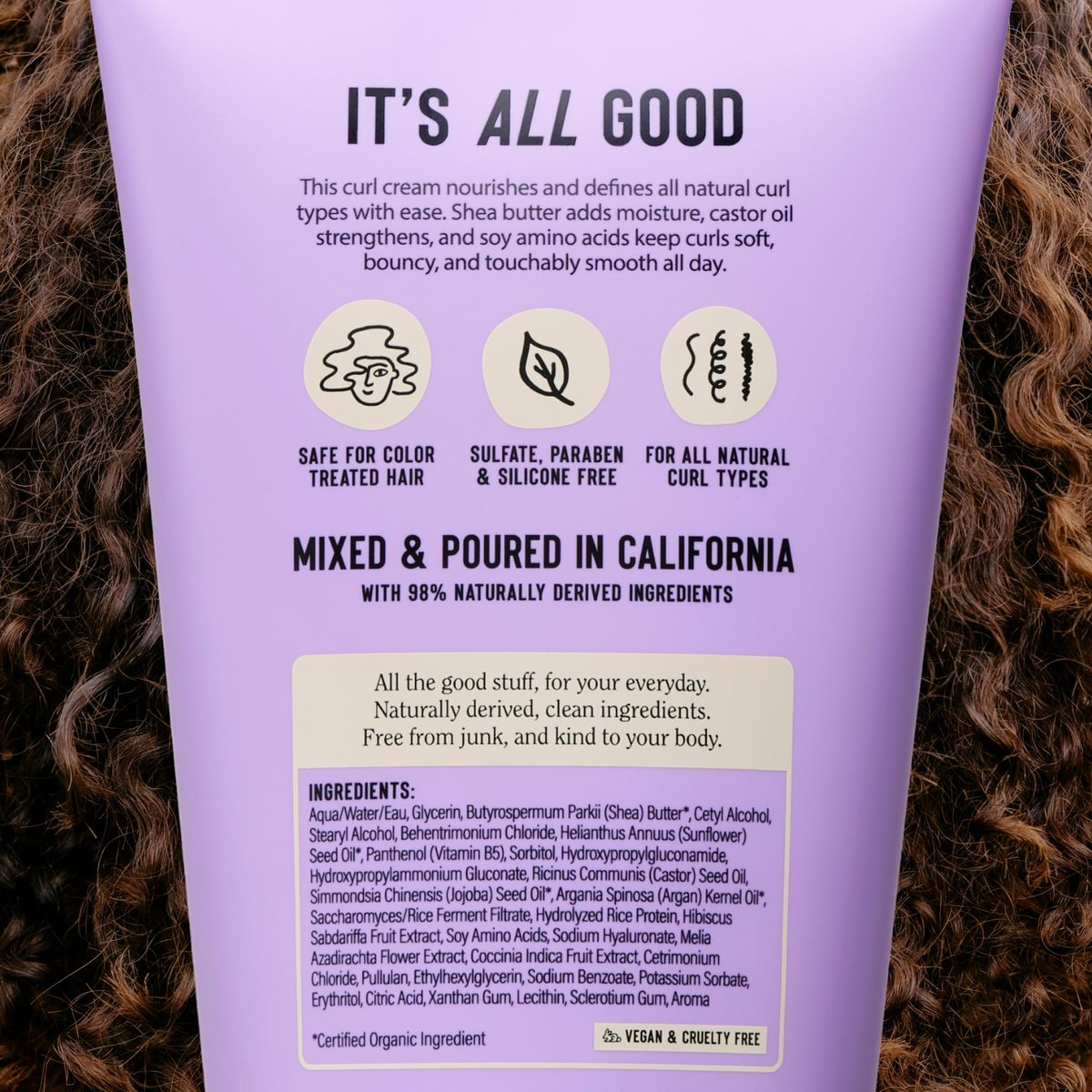 California Naturals Dream Curl Defining Cream for Wavy, Curly & Coily Hair - Anti-Frizz Curl Cream with Shea Butter & Castor Oil - Sulfate & Paraben Free, Natural, Vegan - Rose Garden, 8 oz - görsel 16
