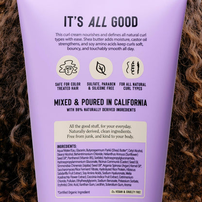 California Naturals Dream Curl Defining Cream for Wavy, Curly & Coily Hair - Anti-Frizz Curl Cream with Shea Butter & Castor Oil - Sulfate & Paraben Free, Natural, Vegan - Rose Garden, 8 oz