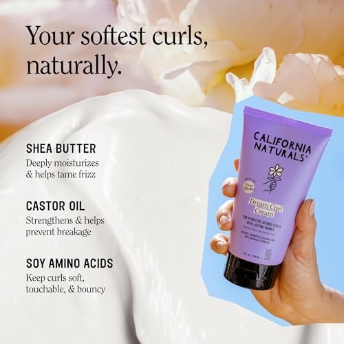 California Naturals Dream Curl Defining Cream for Wavy, Curly & Coily Hair - Anti-Frizz Curl Cream with Shea Butter & Castor Oil - Sulfate & Paraben Free, Natural, Vegan - Rose Garden, 8 oz - görsel 9