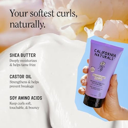 California Naturals Dream Curl Defining Cream for Wavy, Curly & Coily Hair - Anti-Frizz Curl Cream with Shea Butter & Castor Oil - Sulfate & Paraben Free, Natural, Vegan - Rose Garden, 8 oz