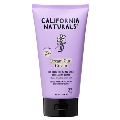 California Naturals Dream Curl Defining Cream for Wavy, Curly & Coily Hair - Anti-Frizz Curl Cream with Shea Butter & Castor Oil - Sulfate & Paraben Free, Natural, Vegan - Rose Garden, 8 oz