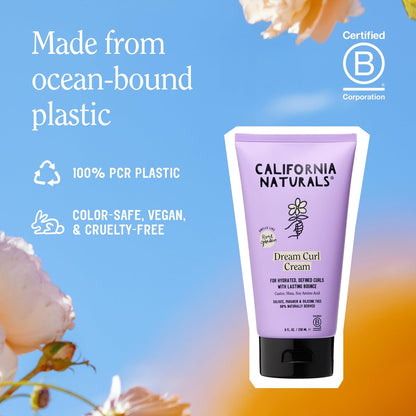 California Naturals Dream Curl Defining Cream for Wavy, Curly & Coily Hair - Anti-Frizz Curl Cream with Shea Butter & Castor Oil - Sulfate & Paraben Free, Natural, Vegan - Rose Garden, 8 oz