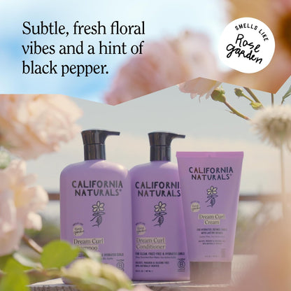 California Naturals Dream Curl Defining Cream for Wavy, Curly & Coily Hair - Anti-Frizz Curl Cream with Shea Butter & Castor Oil - Sulfate & Paraben Free, Natural, Vegan - Rose Garden, 8 oz