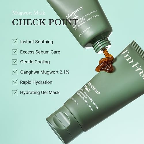 I'm from Mugwort Mask - Wash-Off Calming Face Mask with Mugwort Extract, Cooling & Soothing Care for Sensitive Skin, Korean Skincare (2.46 fl.oz) Avelisse
