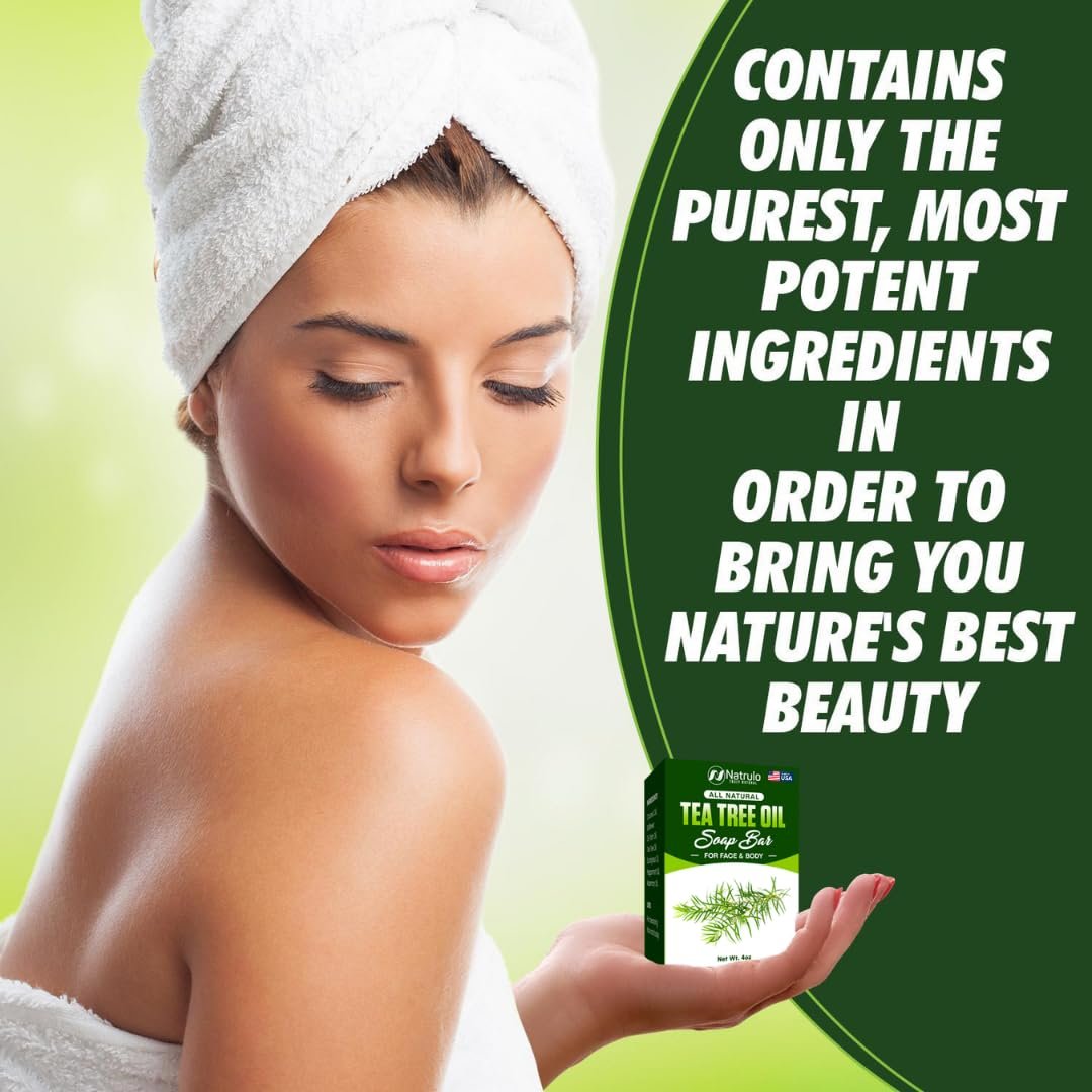 Natrulo Tea Tree Soap – Natural Defense Tea Tree Oil Wash Bar for Face & Body – Deeply Cleansing, Hydrating Remedy for Blemish-Prone Skin, 4 oz - görsel 13