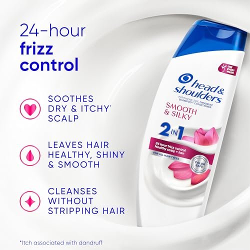 Head & Shoulders Smooth & Silky 2 in 1 Dandruff Shampoo and Conditioner, Frizz Control, Fresh Floral Scent, Color Safe, 28.2 oz - görsel 6