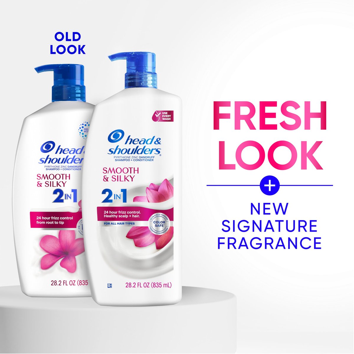 Head & Shoulders Smooth & Silky 2 in 1 Dandruff Shampoo and Conditioner, Frizz Control, Fresh Floral Scent, Color Safe, 28.2 oz - görsel 3