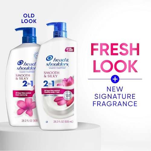 Head & Shoulders Smooth & Silky 2 in 1 Dandruff Shampoo and Conditioner, Frizz Control, Fresh Floral Scent, Color Safe, 28.2 oz - görsel 4