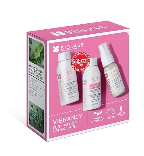 Biolage Color Last Travel Size Trio Kit - Mini Shampoo, Conditioner & All-In-One Spray for Color-Treated Hair, Maintains Vibrancy & Adds Shine, 3 Piece Set - görsel 1