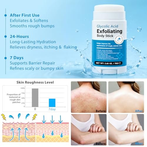 TEEROVA Exfoliating Body Stick with Glycolic Acid - Solid Non-Stick Formula for Smooth, Soft, Nourished Skin - görsel 12