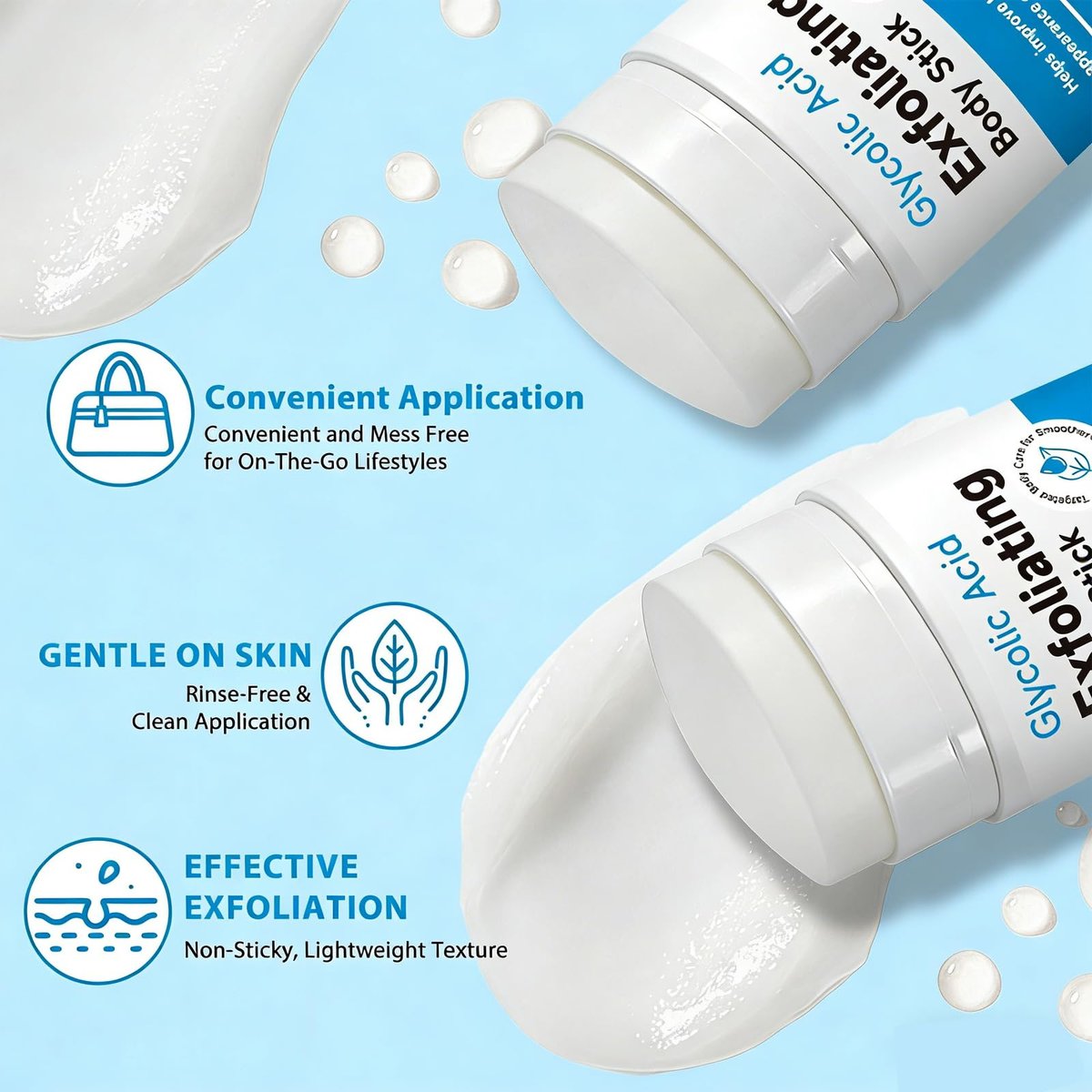 TEEROVA Exfoliating Body Stick with Glycolic Acid - Solid Non-Stick Formula for Smooth, Soft, Nourished Skin - görsel 9