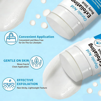 TEEROVA Exfoliating Body Stick with Glycolic Acid - Solid Non-Stick Formula for Smooth, Soft, Nourished Skin