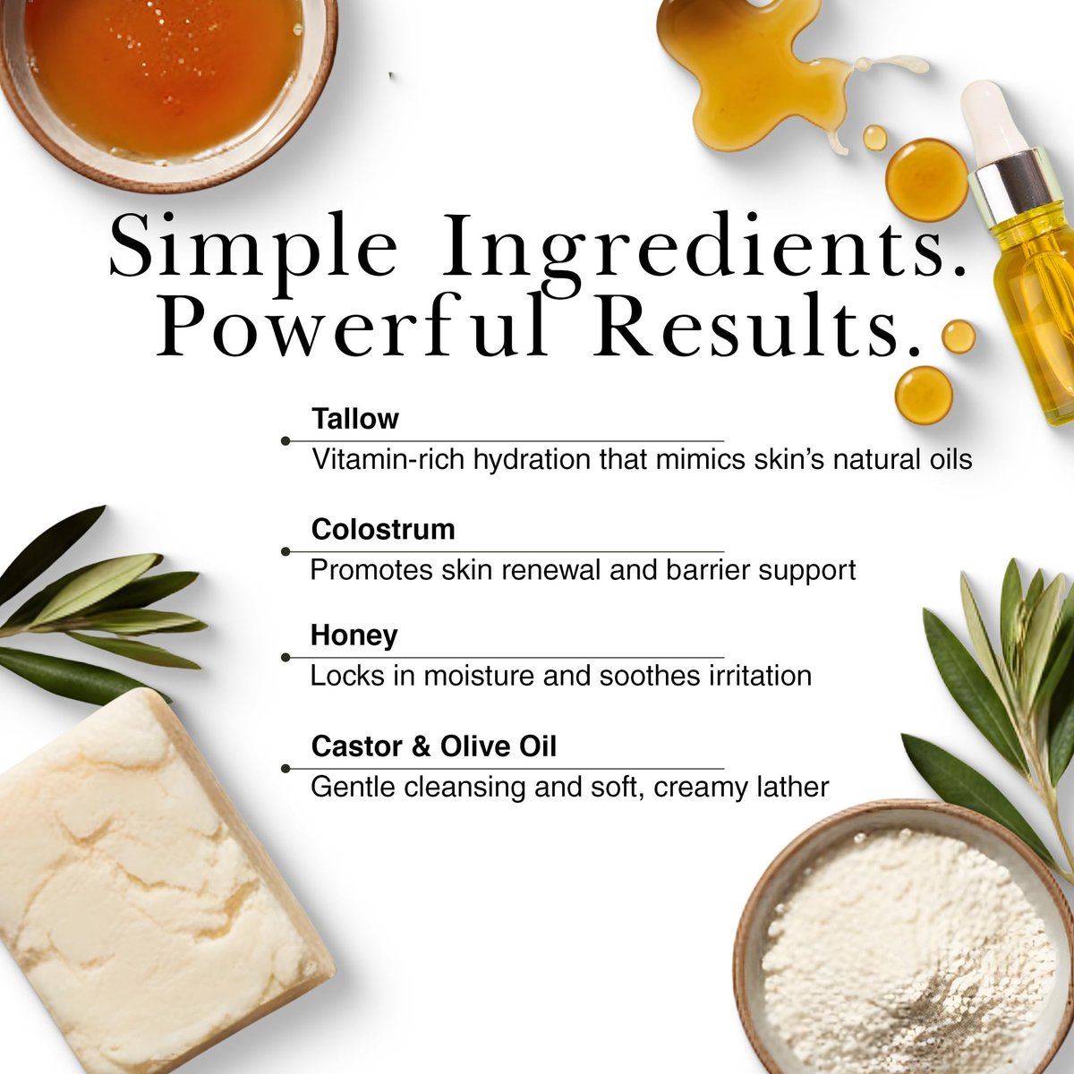 Nurst Tallow Colostrum Soap Bar - Handmade Grass-Fed Tallow & Honey Soap for Face, Body & Hands - Simple, Natural Ingredients for All Skin Types - 4.5 oz - görsel 3