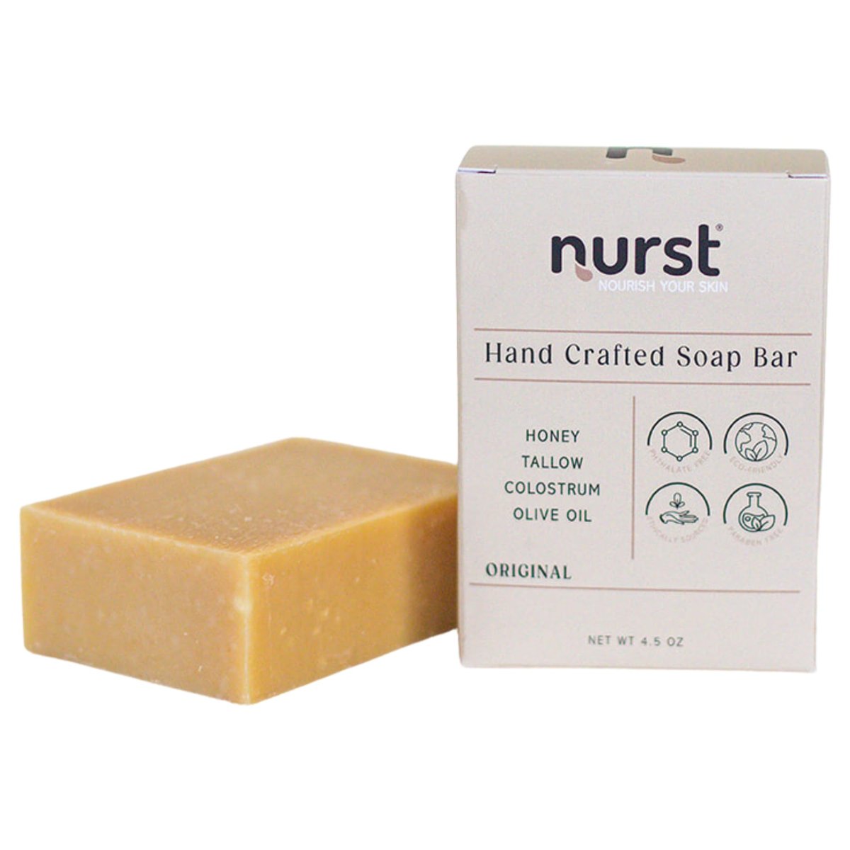 Nurst Tallow Colostrum Soap Bar - Handmade Grass-Fed Tallow & Honey Soap for Face, Body & Hands - Simple, Natural Ingredients for All Skin Types - 4.5 oz - görsel 1